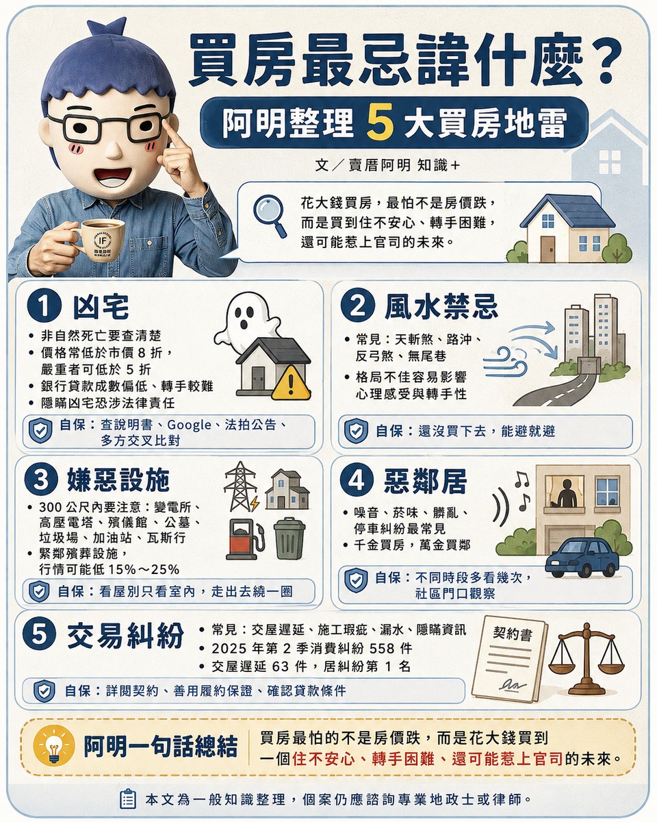 買房最忌諱什麼？凶宅、風水、惡鄰⋯⋯阿明幫你整理5大「買房地雷」