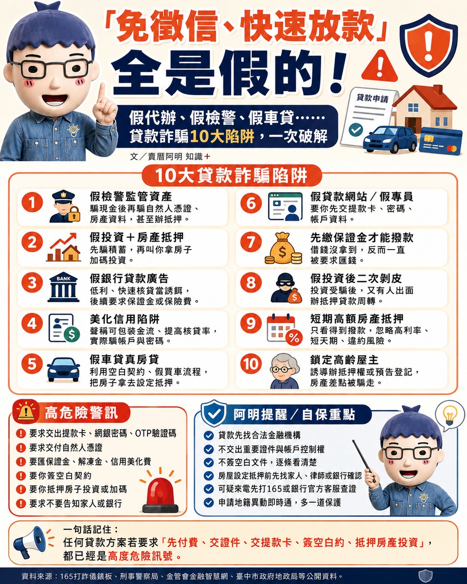 「免徵信、快速放款」全是假的！假代辦、假檢警、假車貸⋯⋯貸款詐騙10大陷阱，一次破解