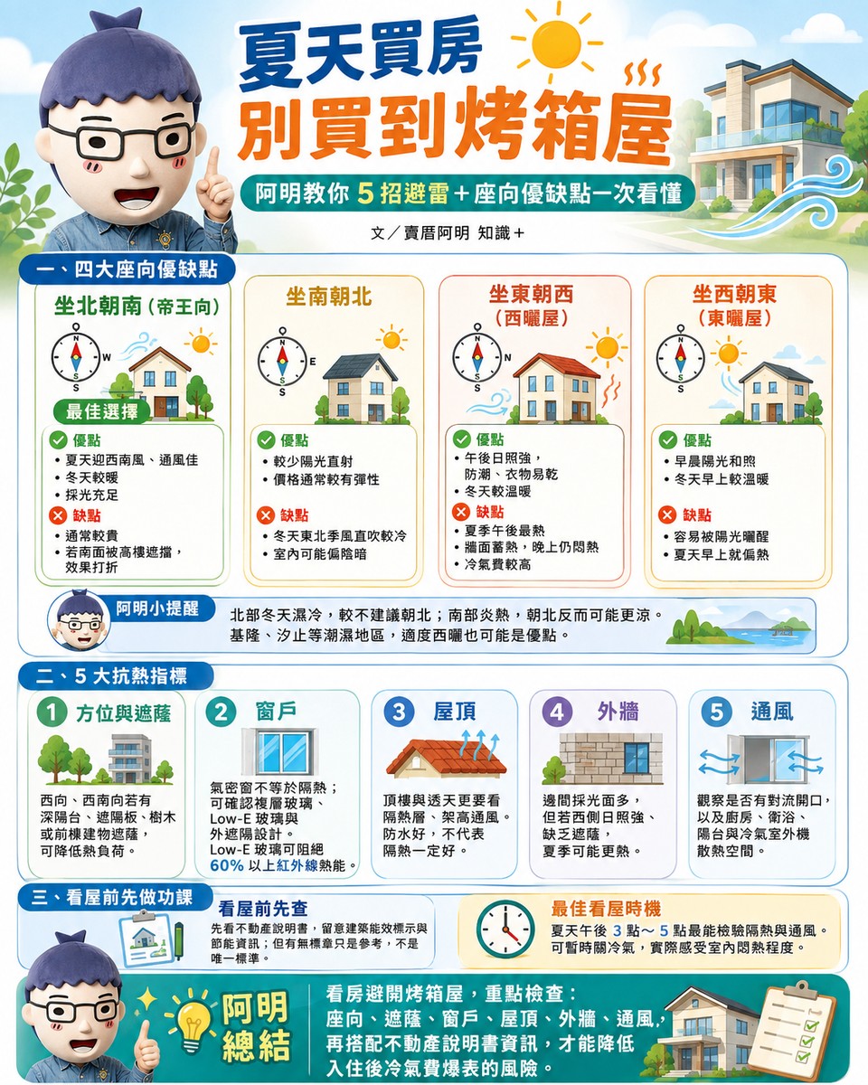 夏天買房不想變「烤箱屋」？阿明教你5招避雷＋座向優缺點一次看懂