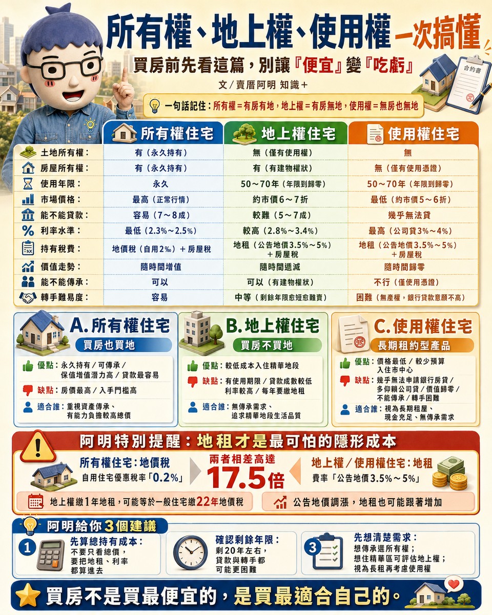 所有權、地上權、使用權一次搞懂！買房前先看這篇，別讓「便宜」變「吃虧」