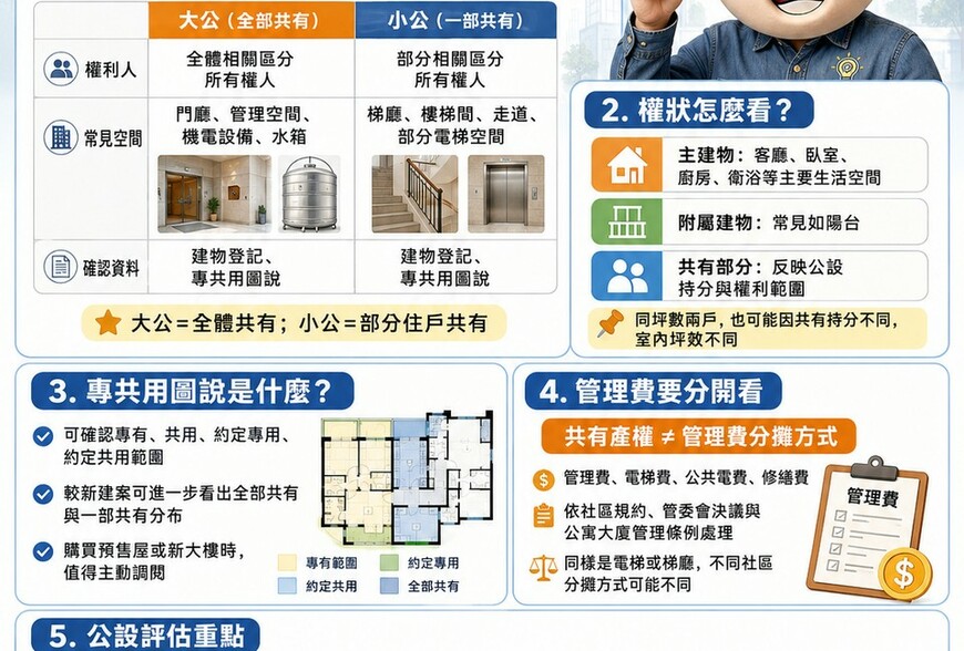 買房公設一次看懂　大公、小公差在共有範圍　權狀持分與管理費分開看
