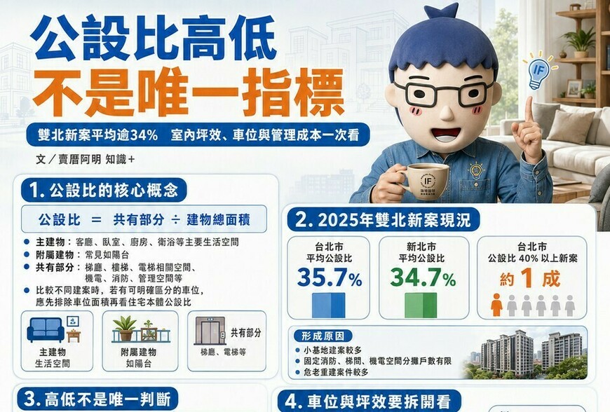 公設比高低不是唯一指標　雙北新案平均逾34%　室內坪效、車位與管理成本一次看