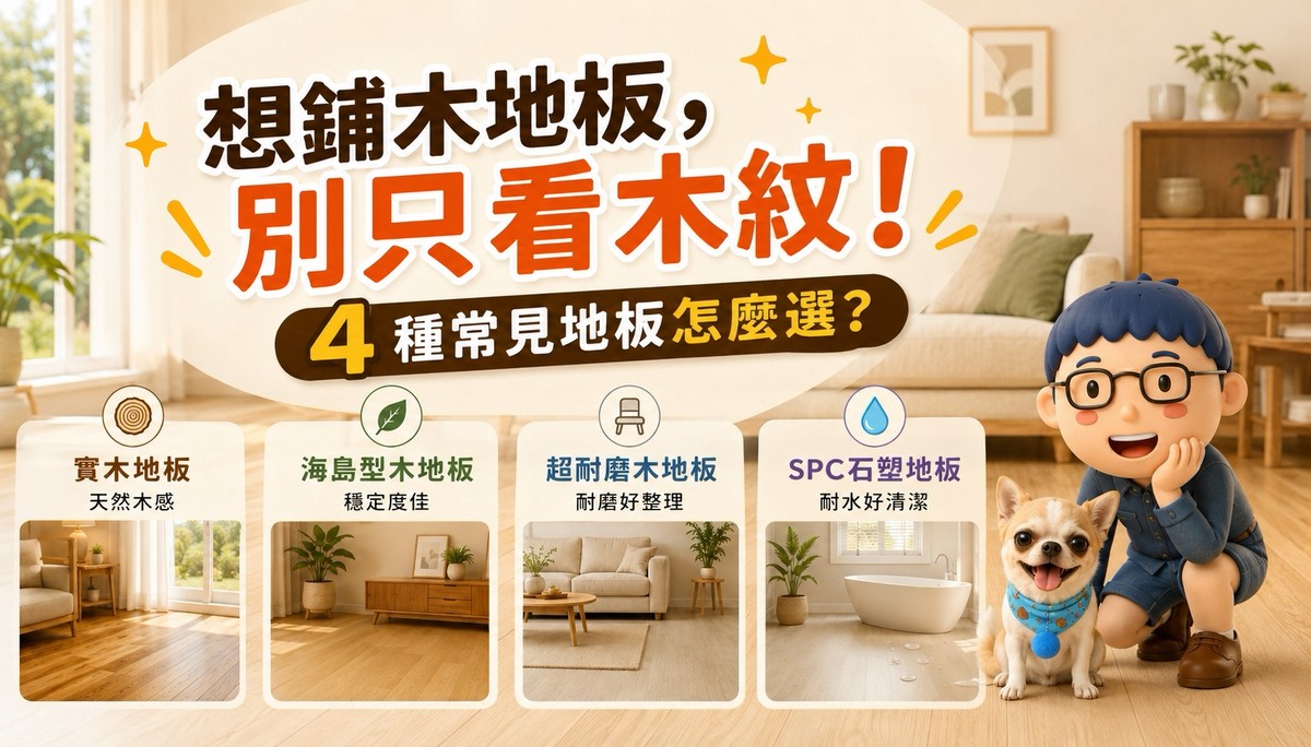 想鋪木地板，別只看木紋！實木、海島型、超耐磨、SPC怎麼選？