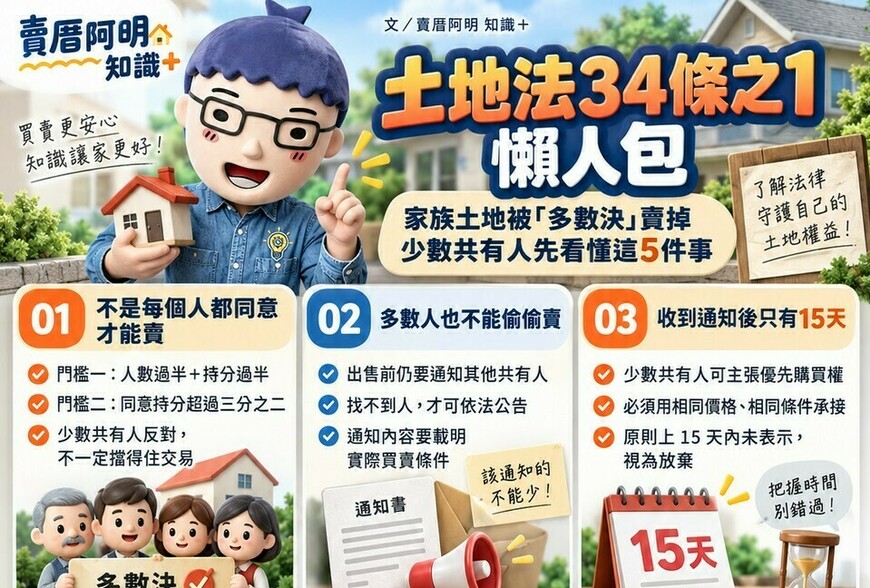 家族土地被「多數決」賣掉怎麼辦？土地法34-1條懶人包
