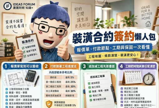裝潢合約簽約懶人包｜報價單、付款節點、工期與保固一次看懂