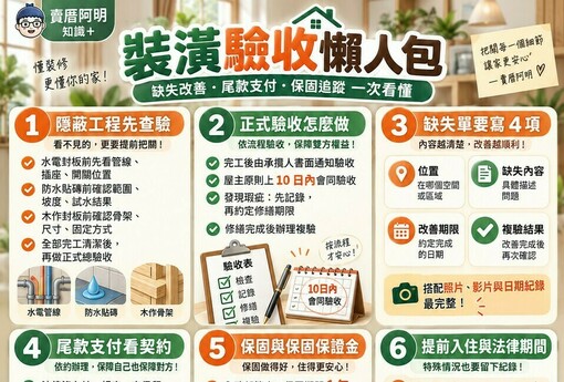 裝潢驗收懶人包｜缺失改善、尾款支付、保固追蹤SOP一次看懂