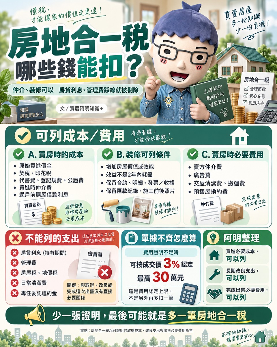房地合一稅哪些錢能扣？仲介、裝修可以　房貸利息、管理費踩線就被剔除
