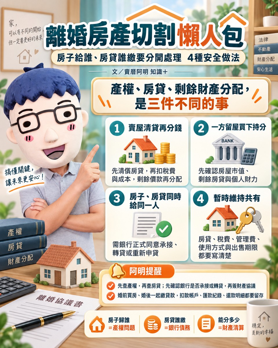 離婚房產切割懶人包｜房子給誰、房貸誰繳要分開處理　4種安全做法