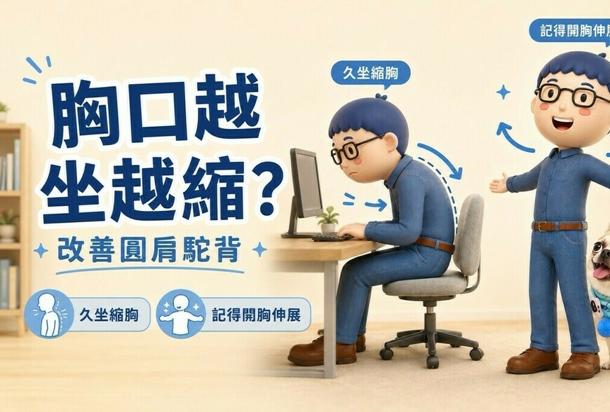 胸口越坐越縮？3個開胸動作改善圓肩駝背