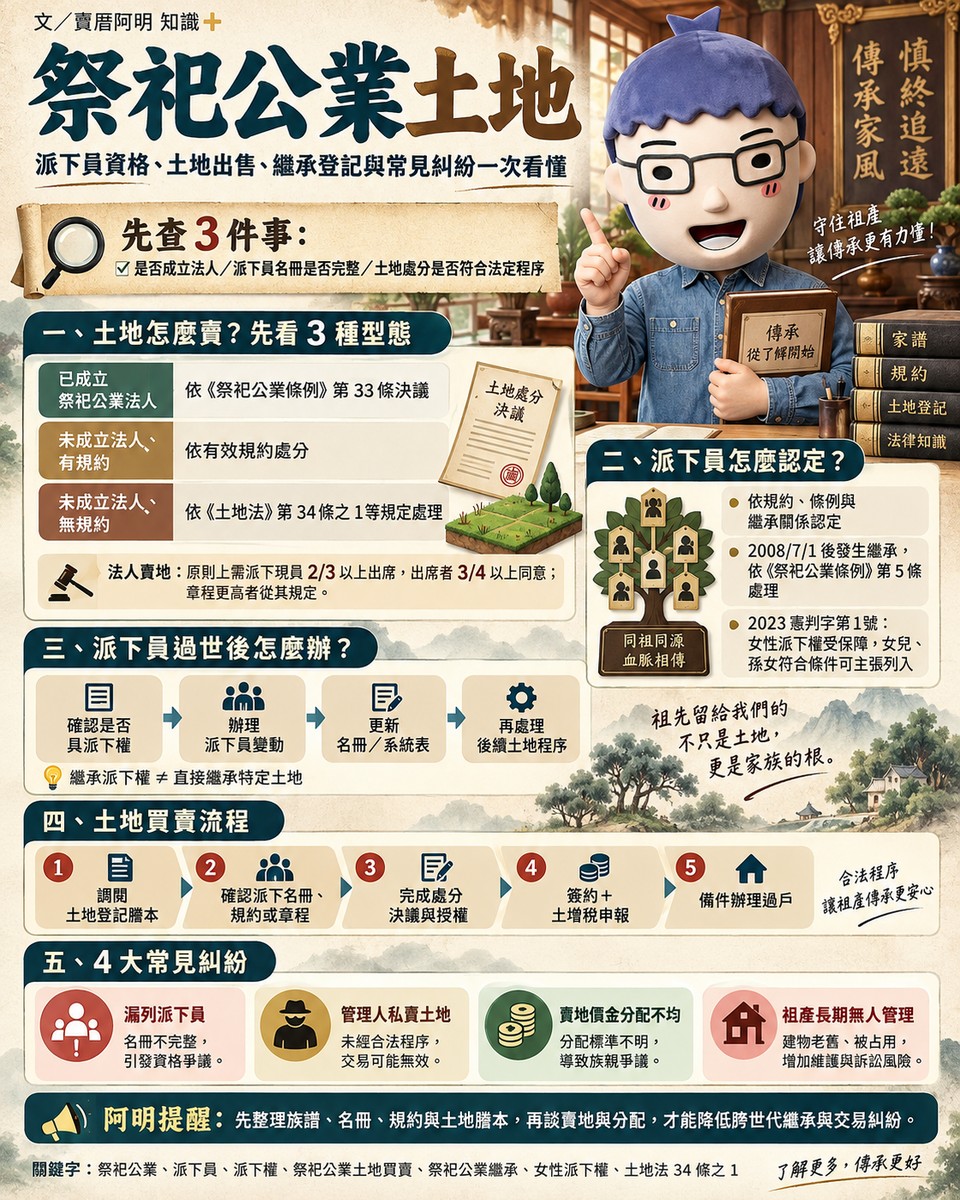 祭祀公業土地｜派下員資格、土地出售、繼承登記與常見糾紛一次看懂