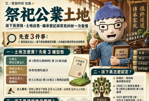 祭祀公業土地｜派下員資格、土地出售、繼承登記與常見糾紛一次看懂