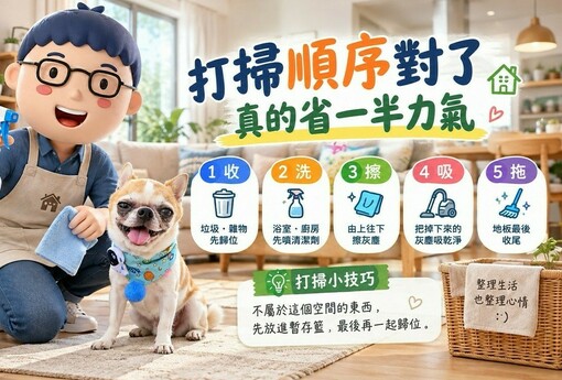 打掃順序對了真的省力！「收、洗、擦、吸、拖」5步驟，家裡乾淨得更快