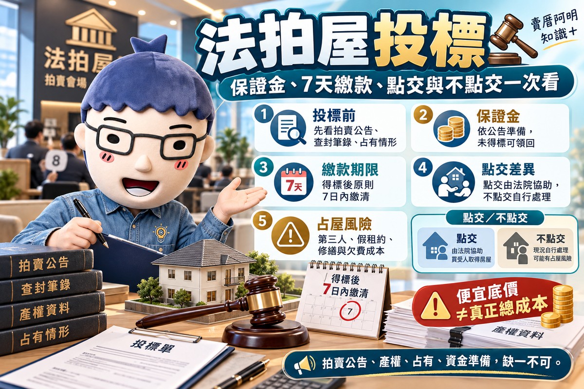 法拍屋投標｜保證金、7天繳款、點交與不點交一次看！第三人占屋恐陷交屋糾紛