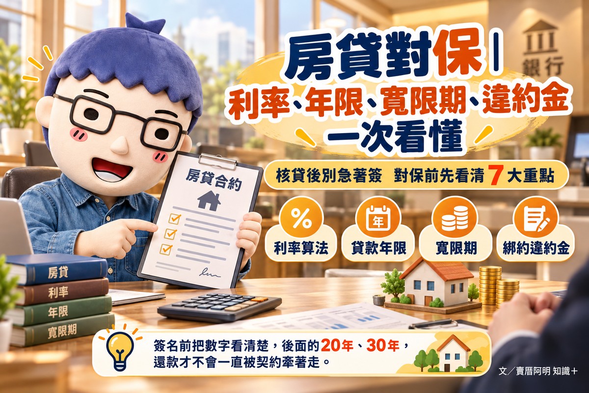 房貸對保｜利率、年限、寬限期、違約金一次看懂