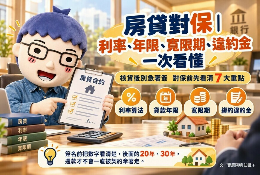 房貸對保｜利率、年限、寬限期、違約金一次看懂