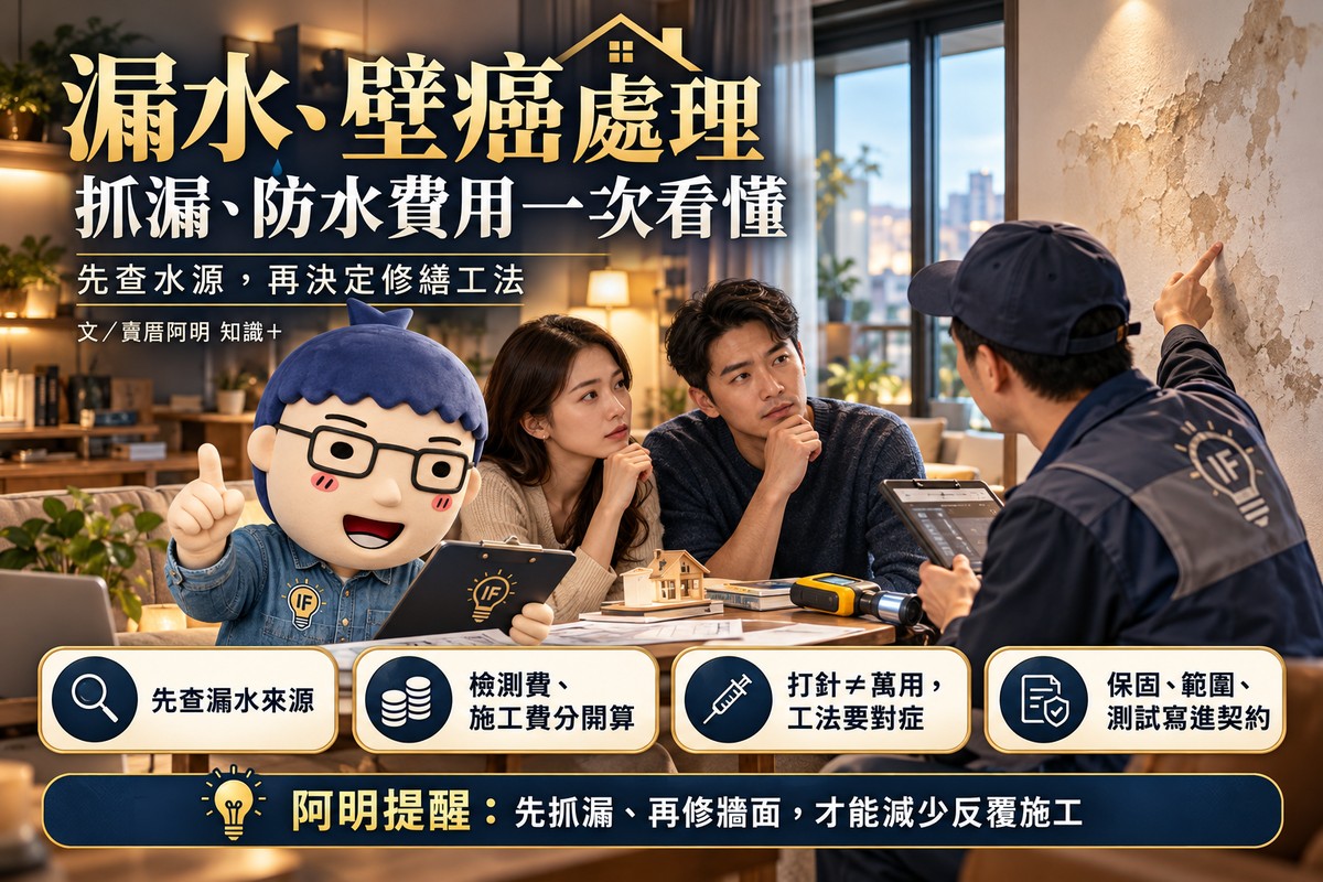 漏水、壁癌處理｜抓漏、防水費用一次看懂！先查水源，再決定修繕工法