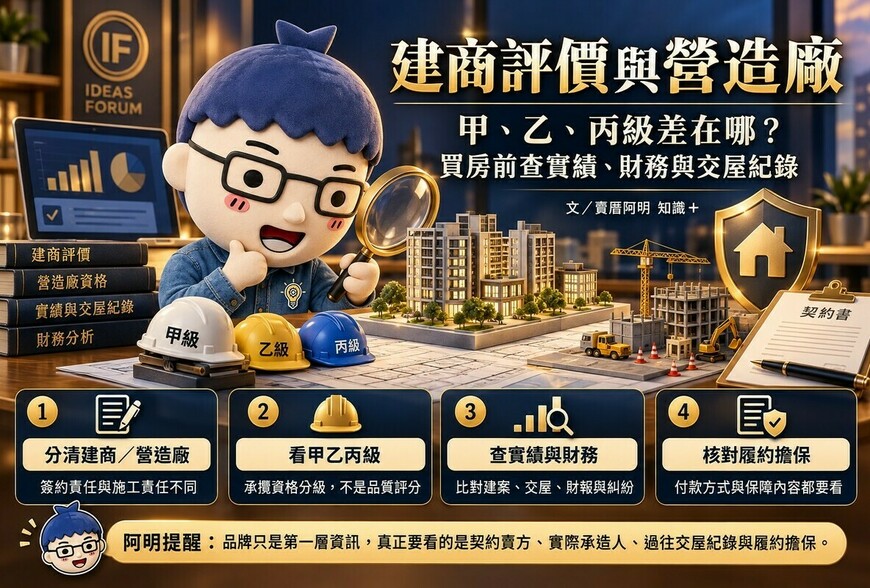 建商評價與營造廠｜甲、乙、丙級差在哪？買房前查實績、財務與交屋紀錄