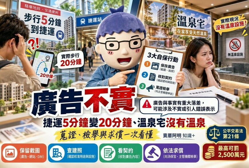 廣告不實｜捷運5分鐘變20分鐘、溫泉宅沒有溫泉！蒐證、檢舉與求償一次看懂