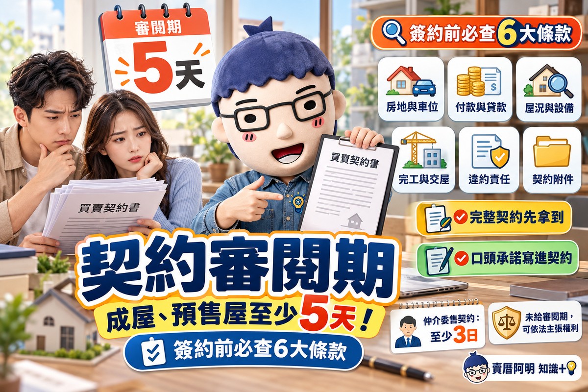 契約審閱期｜成屋、預售屋至少5天！簽約前必查6大條款