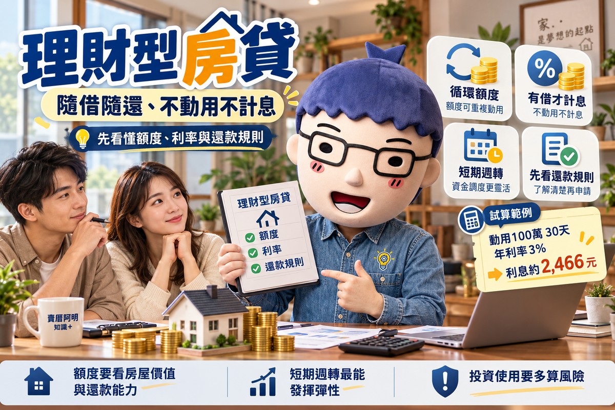 理財型房貸｜隨借隨還、不動用不計息　先看懂額度、利率與還款規則