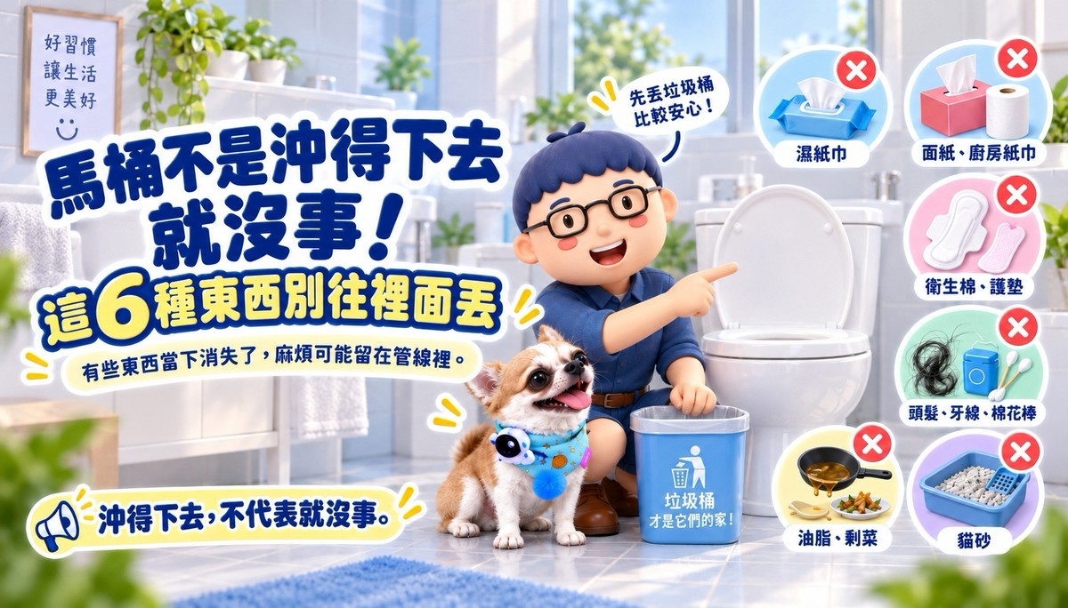 馬桶不是沖得下去就沒事！這6種東西別往裡面丟