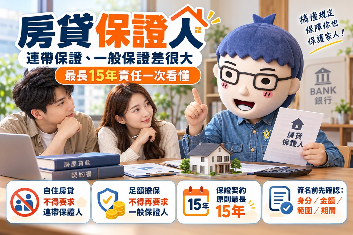 房貸保證人懶人包｜連帶保證、一般保證差很大　最長15年責任一次看懂