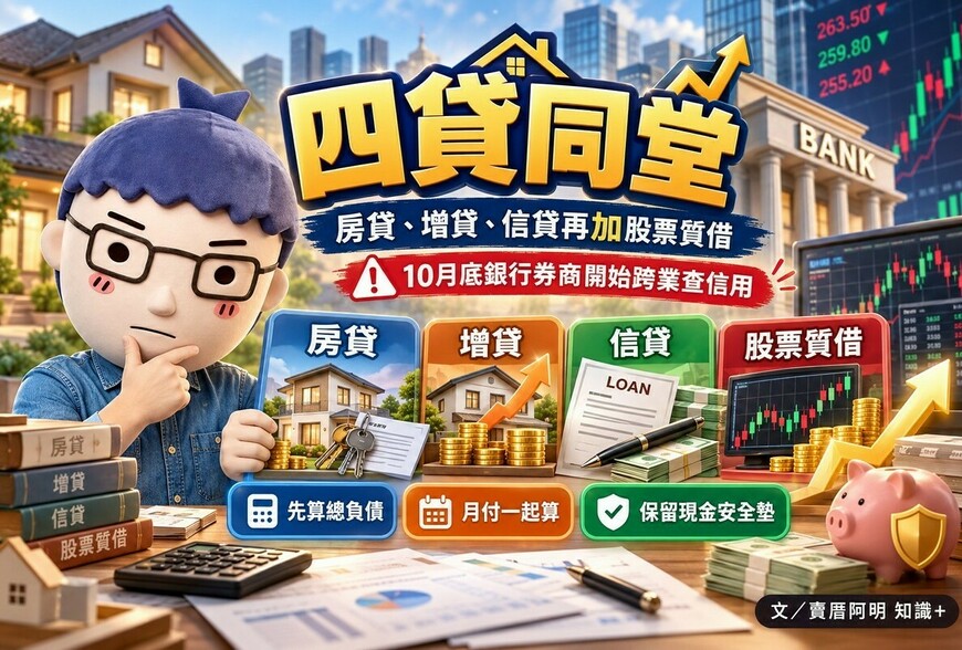 四貸同堂｜房貸、增貸、信貸再加股票質借　10月底銀行券商開始跨業查信用