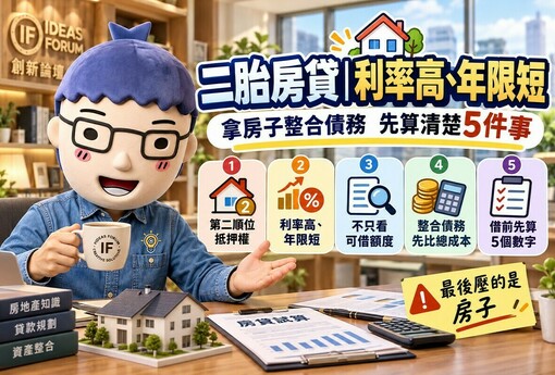 二胎房貸｜利率高、年限短　拿房子整合債務先算清楚5件事