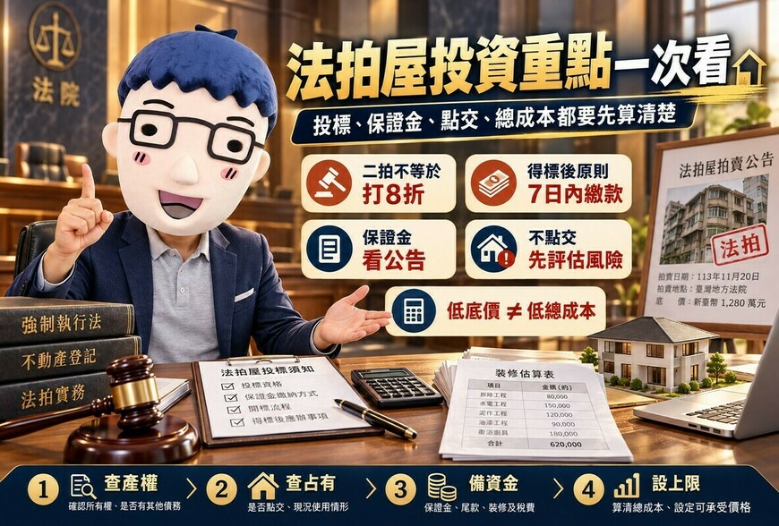 法拍屋投資｜投標、保證金、點交7大重點　低底價還要算進這些成本