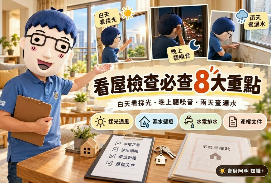 看屋檢查｜白天看採光、晚上聽噪音、雨天查漏水　買房前必查8大重點