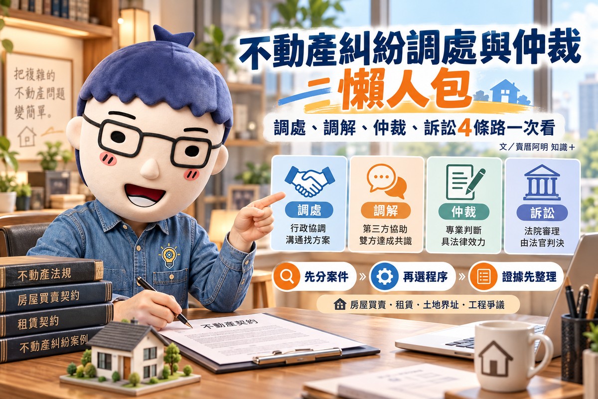 不動產糾紛調處｜調處、調解、仲裁、訴訟4條路一次看