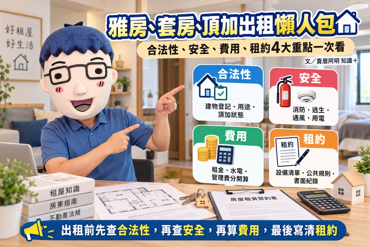 雅房、雅房、頂加出租懶人包｜合法性、消防、水電、租約4大重點一次看