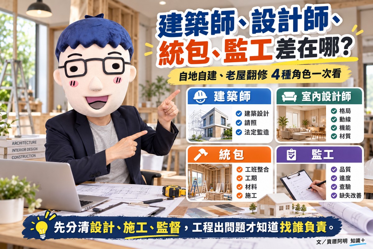 建築師、設計師、統包、監工差在哪｜自地自建、老屋翻修4種角色一次看