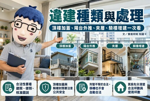 違建種類與處理｜頂樓加蓋、陽台外推、夾層、騎樓增建一次看