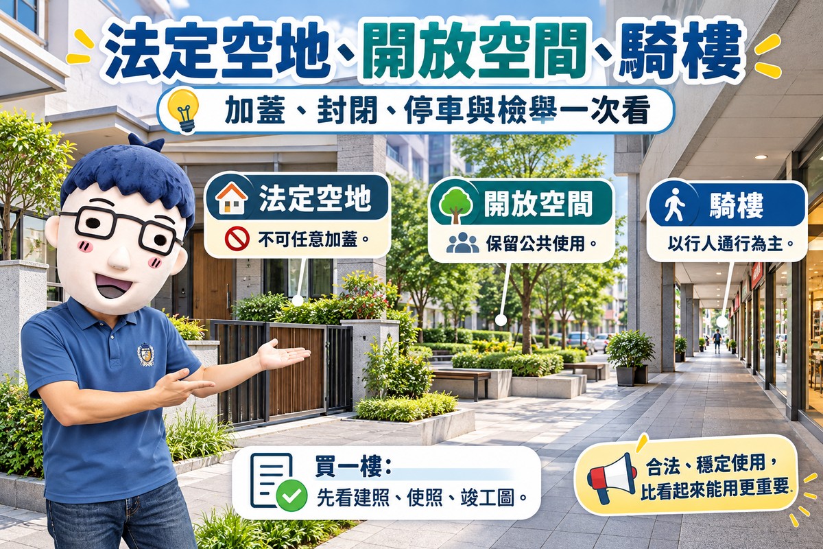 法定空地、開放空間、騎樓｜加蓋、封閉、停車與檢舉一次看