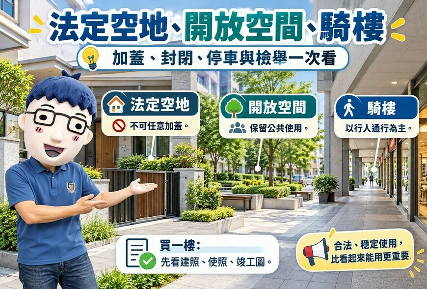法定空地、開放空間、騎樓｜加蓋、封閉、停車與檢舉一次看