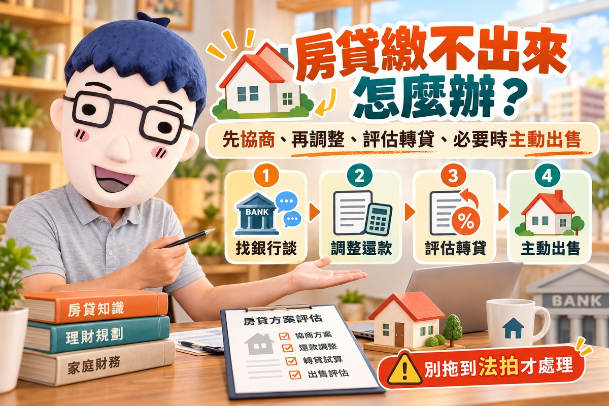 房貸繳不出來先做4件事｜協商、調整還款、轉貸、出售　別把房子拖進法拍