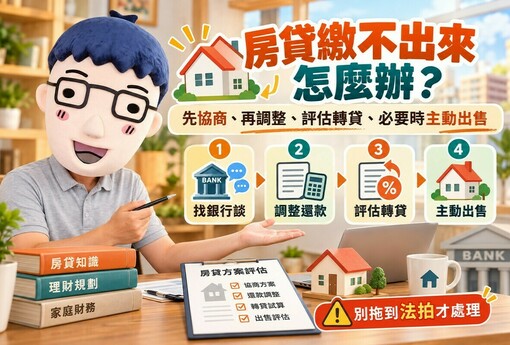 房貸繳不出來先做4件事｜協商、調整還款、轉貸、出售　別把房子拖進法拍