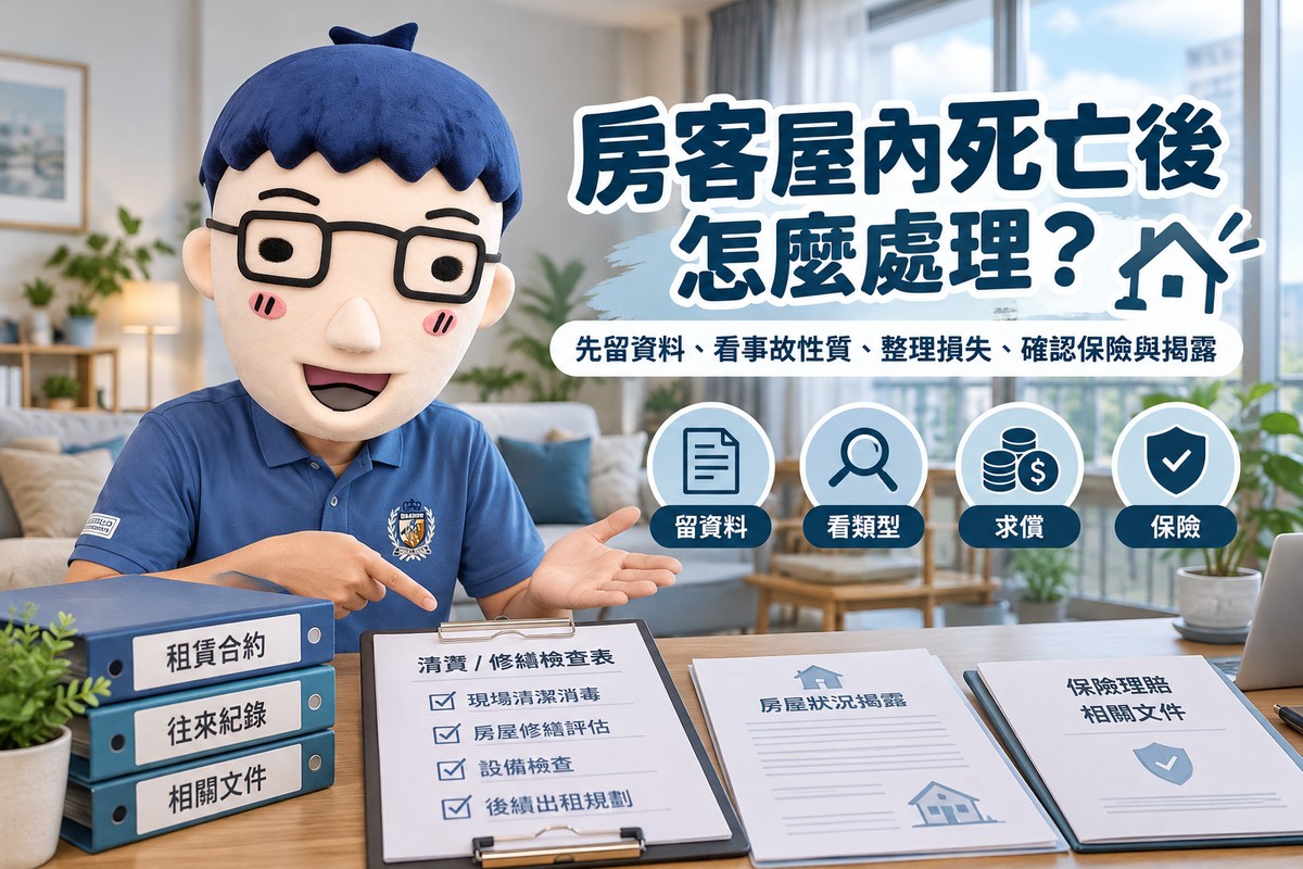 房客屋內死亡後怎麼處理｜阿明整理事故屋揭露、求償、保險4大重點