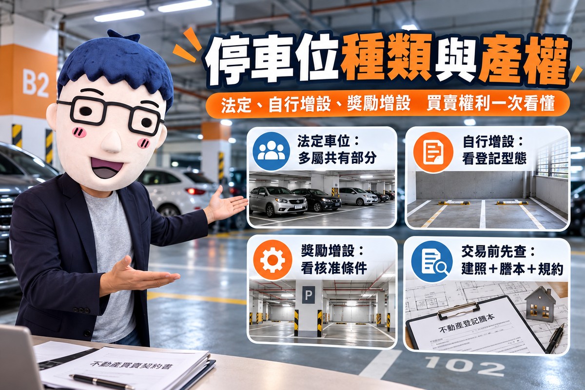 停車位種類與產權｜法定、增設、獎勵車位差在哪　登記方式決定買賣權利