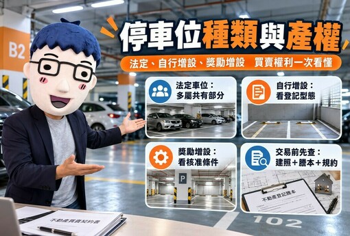 停車位種類與產權｜法定、增設、獎勵車位差在哪　登記方式決定買賣權利