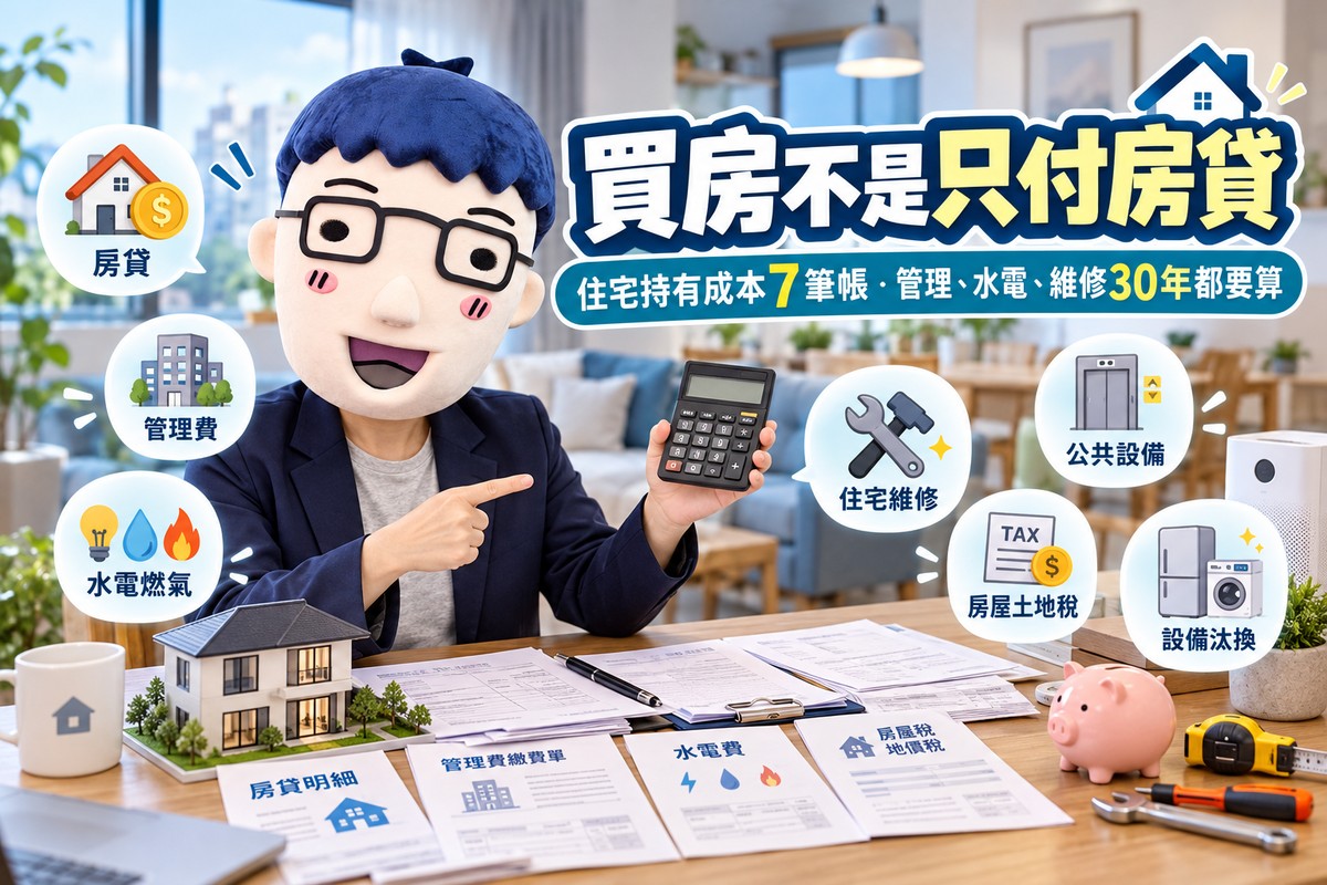 買房不是只付房貸｜住宅持有成本7筆帳　管理、水電、維修30年都要算