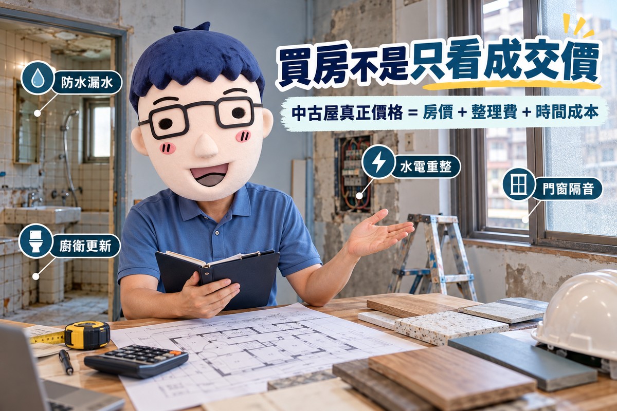 買中古屋別只看房價｜房價能談、裝修費難降　老屋翻修7筆成本先算