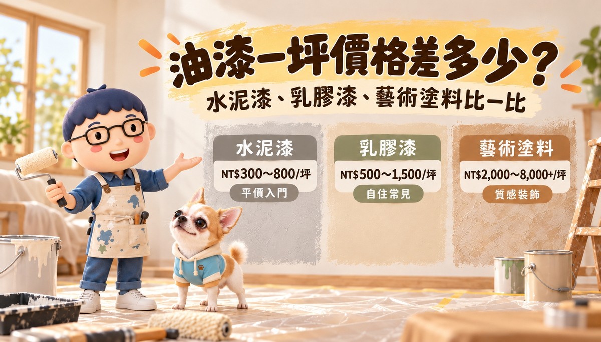 水泥漆、乳膠漆、藝術塗料價格差多少？油漆一坪多少錢，阿明帶你看懂施工行情