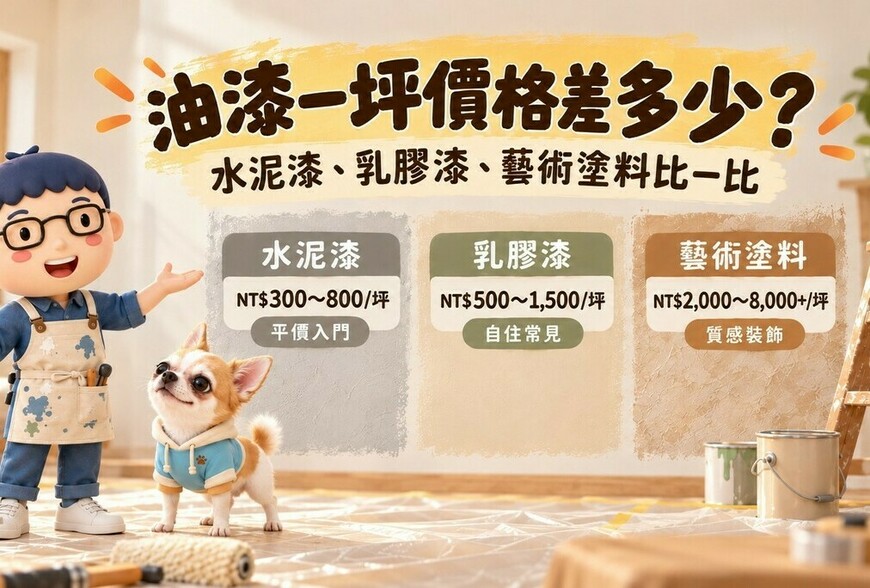 水泥漆、乳膠漆、藝術塗料價格差多少？油漆一坪多少錢，阿明帶你看懂施工行情
