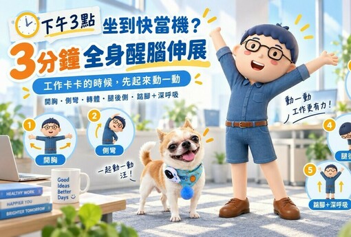 下午3點坐到快當機？3分鐘全身醒腦伸展