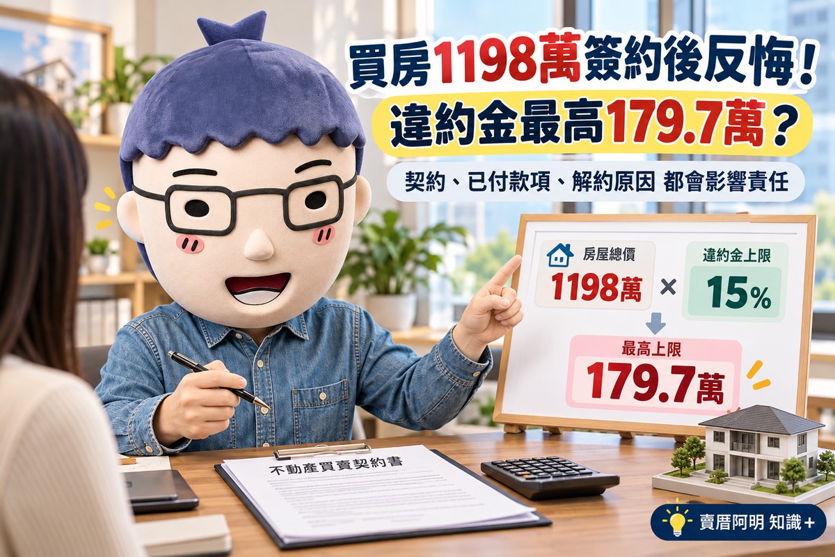 買房1198萬簽約後反悔！違約金最高179.7萬？阿明一張表算清楚