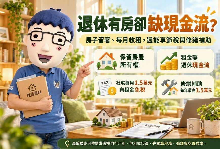 退休有房卻缺現金流！阿明教高齡房東活化資產　房子留著、每月收租，還能享節稅與修繕補助