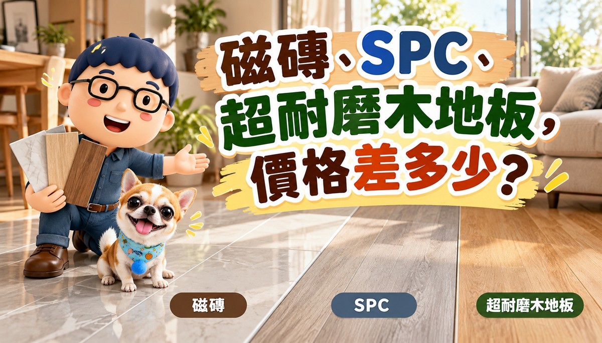 磁磚、SPC、超耐磨木地板價格差多少？