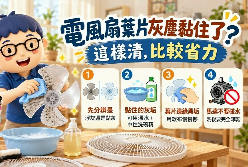 電風扇葉片灰塵黏住擦不掉？教你幾招清除頑固灰垢！